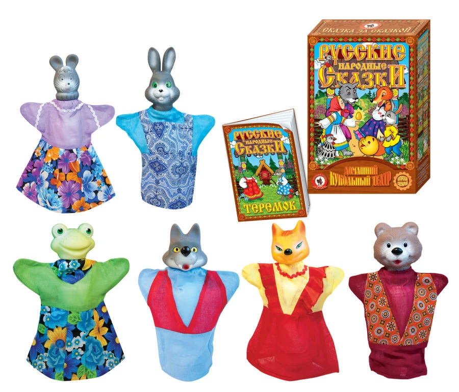 Puppet Theater Set "Teremok" with 6 Hand Puppets