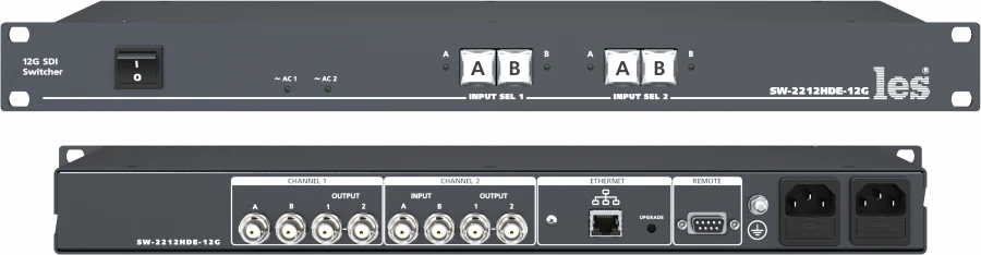 12G/3G/HD/SD-SDI 2-in-1 Dual Channel Switch SW-2212HDAE-12G