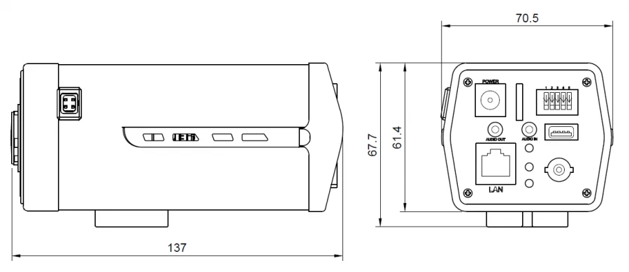 Digital 4MP Indoor IP Surveillance Camera - Model 4MP-BOX-Moto-ACDC-GP