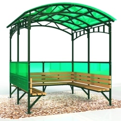 Smoking Pavilion with Benches and Partially Enclosed Walls