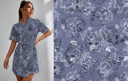 Melange Knit Fabric for Clothing (Cotton 69%, Polyester 23%, PU 8%)