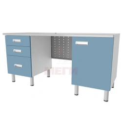 Laboratory Table with Two Cabinets and Shelf - SL-05-MSK (SL-05-117)