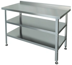 Food Processing Table with Edge and Two Shelves, Model SRP-1-0.6/1.0-2P