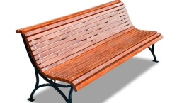 Wooden Park Bench with Backrest, Metal Base 1500x400x1000MM
