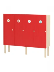 Red Locker for Changing Rooms with 4 Sections