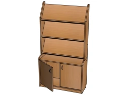 Single-Sided Book Display with Base and Doors, 3 Shelves / SJ132