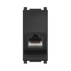 CADUCEUS ALING Experience Hidden Installation Computer Keystone RJ45 8P8C Cat.5e FTP Socket, 1M, Black (Soft Touch) - Art. 74222.E1