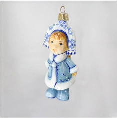 Handmade Glass Christmas Ornament "Snow Girl in Kokoshnik