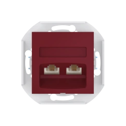 CADUCEUS ALING PRESTIGE Double Hidden Telephone Socket 2xRJ12 6P6C Cat. 3, Burgundy, Art. 60131.3