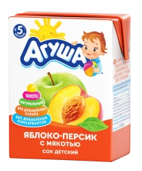 Apple-Peach Puree Juice with Pulp, Agusha, 0.2L