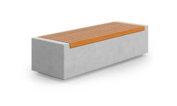 Concrete Bench "Box" with Decking A1037