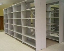 Stationary Metal Shelving with Solid Uprights