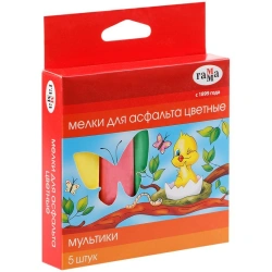 Colorful Asphalt Chalks "Cartoons", Set of 5 Pieces