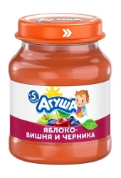 Homogenized Apple, Cherry, and Blueberry Puree "Agusha", 100g