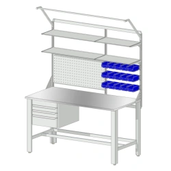 Heavy-Duty Workbench with Stainless Steel Top, Shelves, and Drawers