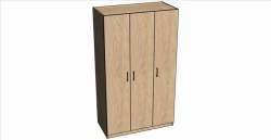 Rona/Ilga Three-Door Wardrobe with Shelves and Clothes Rod