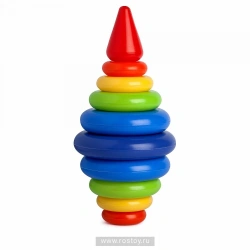 Colorful Pyramid Stacking Toy with 9 Rings and Cone Top