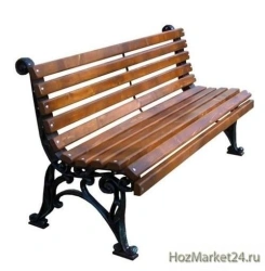 Park Bench with Cast Iron Supports and Wooden Slats