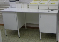 Laboratory Work Table with Two Support Cabinets, Type 3