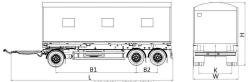Wagon-house trailer type MDO432, modification 878566 on axle MD.?2?1850?9??120?13 (double axle) or on axle MD.?1?2050?9??120?13 