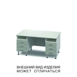 Two-Cabinet Desk with Drawers and Open Shelves