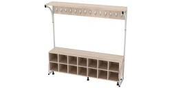 Freestanding Coat Rack with Cabinet for 14 Places 1650x370x1600mm