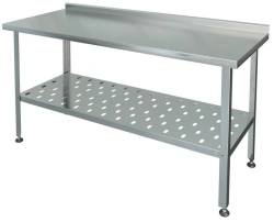 Stainless Steel Food Processing Table with Perforated Shelf SRP-1-0.6/0.6-PR