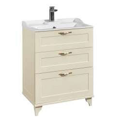 Aquaton Leon 65H Wall-Mounted Vanity Cabinet in Beige Oak