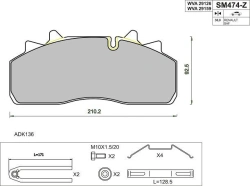 Disc Brake Pad for Trucks SAF, DENNIS, DAF, Wabco PAN 19-1 WVA 29159