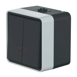 CADUCEUS ALING Protecta Two-Way Switch with Indicator 10AX, 250V, IP55, Anthracite Grey, Art. 225