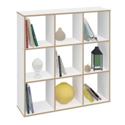 Polini Home Smart Cubic Open Shelf with 9 Sections, White, Wood Effect 0002104.9