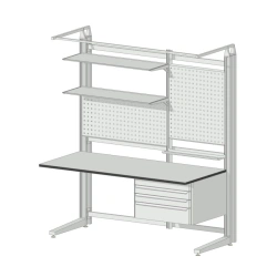 Industrial Metal Workbench with Cabinet and Screen (810x1560x1820 mm)