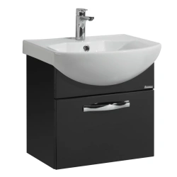 Compact Wall-Mounted Sink Cabinet Aquaton Aria 50 Black Glossy 1A140301AA9501