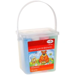 Colorful Round Asphalt Chalks "Cartoons", Set of 12