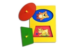Secret Shapes Game with Bear and Cow - Oval and Trapezium Design