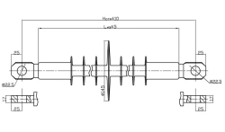 Insulator for Tension Rod with Ribbed Silicone Rubber NSPKr 160-3/0.6-PR-1