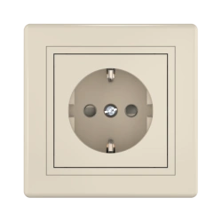 CADUCEUS ALING PRESTIGE Hidden Socket with Grounding and Shutters, Ceramic Base 16A, 250V - Beige, Art. 601.999