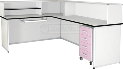 Corner Nurse Station PS-3KN with Shelf and Mobile Cabinet