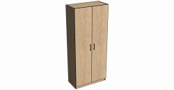 Two-Door Wardrobe with Shelves and Hanger 900x2050x450 (Black, Chrome)