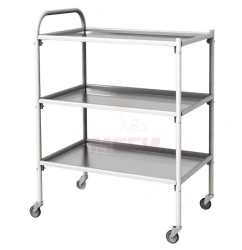 Mobile stainless steel procedure table with three shelves SPp-02-MSK(502M)