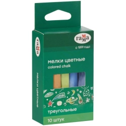 Мелки школьные цветные, 10 штук, треугольной формы
