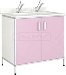 Double Sink Cabinet TM-2KN with Round Aluminum Frame