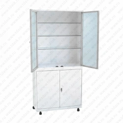 Metal Cabinet with Glass Shelves and Lockable Doors, Model ŠМС.02.00 (Mod. 1)