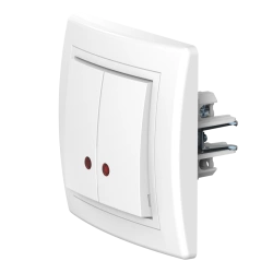 Caduceus Aling Prestige Dual Switch with Indicator 10A, 250V, White, Art. 626.000