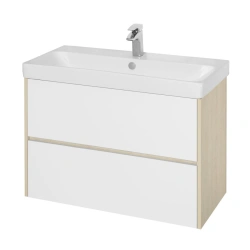 Aquaton Scandi 90 White Sink Cabinet with Verona Oak