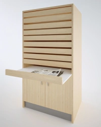 Storage Cabinet with Pull-Out Display Shelves