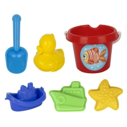 Cartoon Sand Play Set "Sea Cruise" with Duck, Boat, 2 Molds, Shovel, Bucket