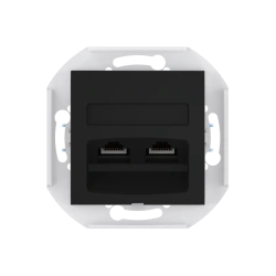 CADUCEUS ALING PRESTIGE Double Computer Socket with Keystone RJ45 Modules, Black (Soft Touch)