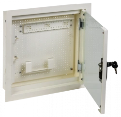 LINEA R Multimedia Cabinet 3 Compartments 400x400mm Glass White RAL9016