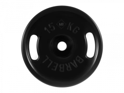 Rubber Coated Weight Plate "Euro Classic" with Handles, Black, 51 mm, 15 kg